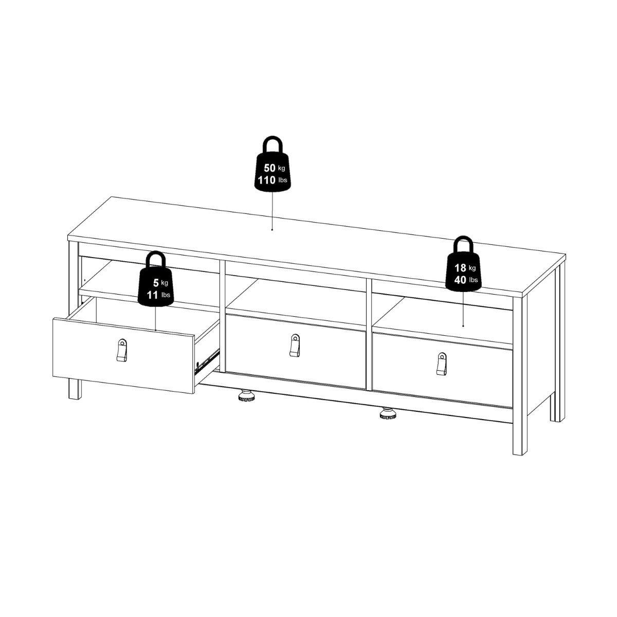 Barcelona TV Unit 3 Drawers
