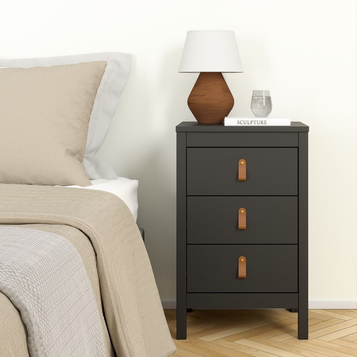 Barcelona Bedside Table 3 Drawers