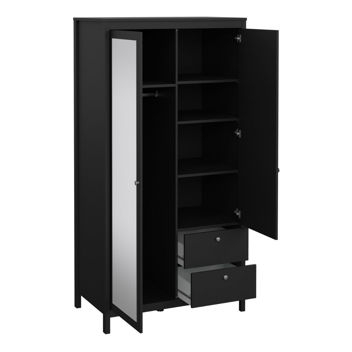 Madrid Wardrobe with 1 Door 1 Mirror Door 2 Drawers