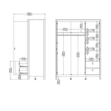 Madrid Wardrobe with 2 Doors + 1 Mirror Door + 2 Drawers in Cashmere