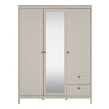 Madrid Wardrobe with 2 Doors + 1 Mirror Door + 2 Drawers in Cashmere