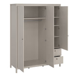 Madrid Wardrobe with 2 Doors + 1 Mirror Door + 2 Drawers in Cashmere