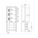 Madrid China Cabinet 2 Glass Doors with 3 Drawers