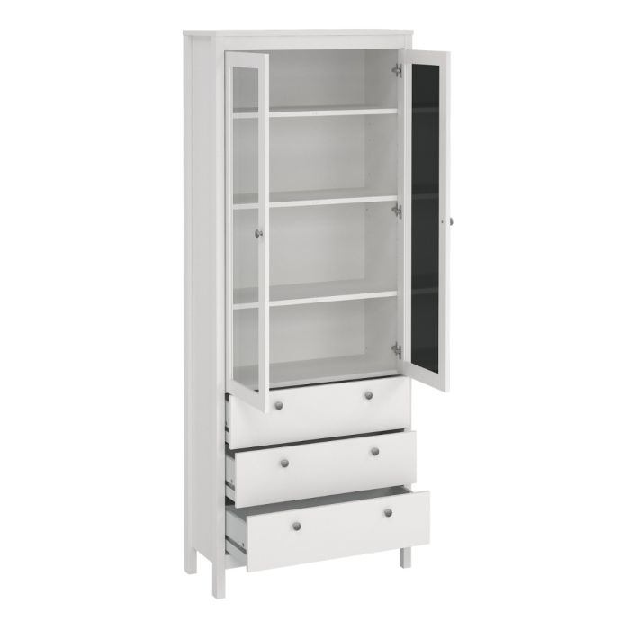 Madrid China Cabinet 2 Glass Doors with 3 Drawers
