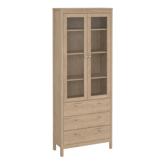 Madrid China Cabinet 2 Glass Doors with 3 Drawers