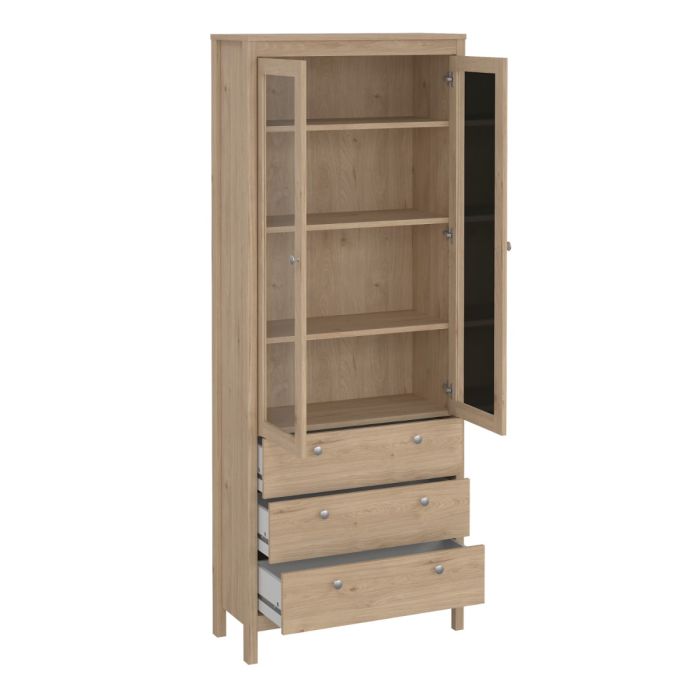 Madrid China Cabinet 2 Glass Doors with 3 Drawers