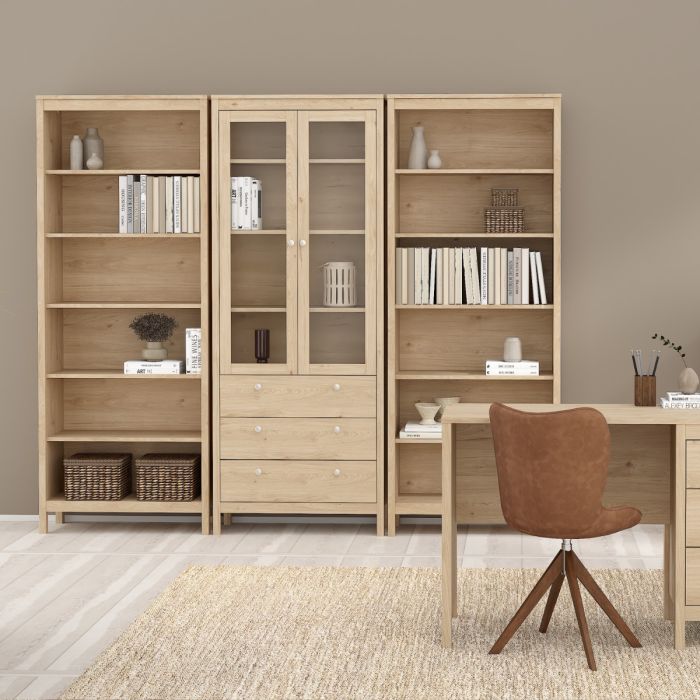 Madrid China Cabinet 2 Glass Doors with 3 Drawers