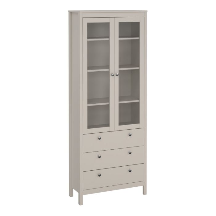 Madrid China Cabinet 2 Glass Doors with 3 Drawers