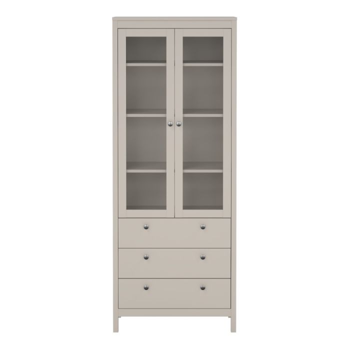 Madrid China Cabinet 2 Glass Doors with 3 Drawers
