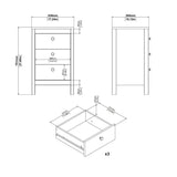 Madrid Bedside Table 3 Drawers