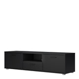 Media TV Unit with 2 Doors and 1 Drawer in Black (147cm)