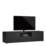 Media TV Unit with 2 Doors and 1 Drawer in Black (147cm)