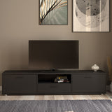 Media TV Unit with 2 Doors and 1 Drawer in Black (177cm)