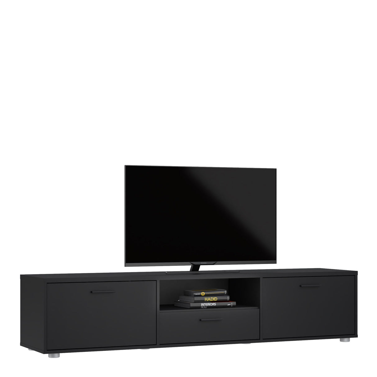 Media TV Unit with 2 Doors and 1 Drawer in Black (177cm)