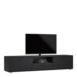 Media TV Unit with 2 Doors and 1 Drawer in Black (177cm)