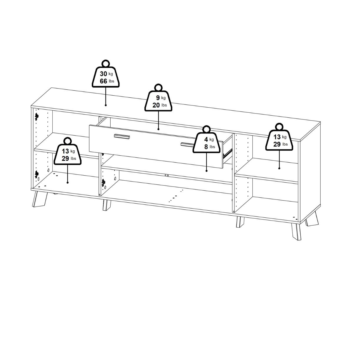 Ikast Sideboard 4 Doors 1 Drawer in Jackson Hickory and White