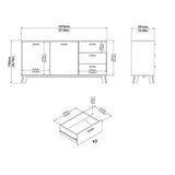 Ikast Sideboard 2 Doors 3 Drawers in Jackson Hickory and White