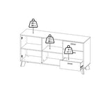 Ikast Sideboard 2 Doors 3 Drawers in Jackson Hickory and White