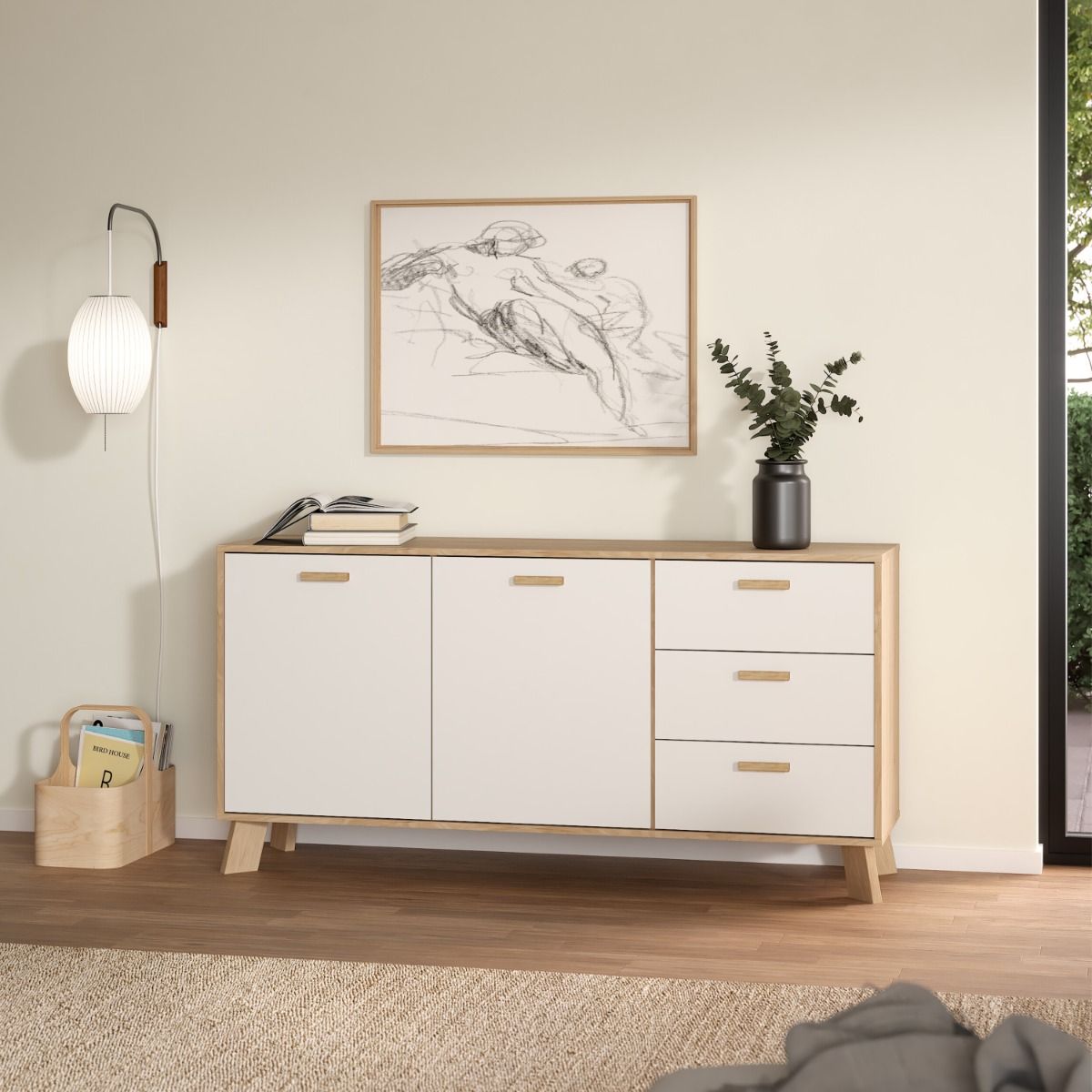 Ikast Sideboard 2 Doors 3 Drawers in Jackson Hickory and White