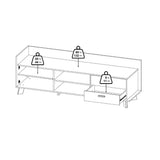 Ikast TV Unit 1 Door 2 Drawers in Jackson Hickory and White