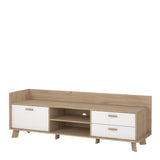 Ikast TV Unit 1 Door 2 Drawers in Jackson Hickory and White