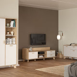 Ikast TV Unit 1 Door 2 Drawers in Jackson Hickory and White