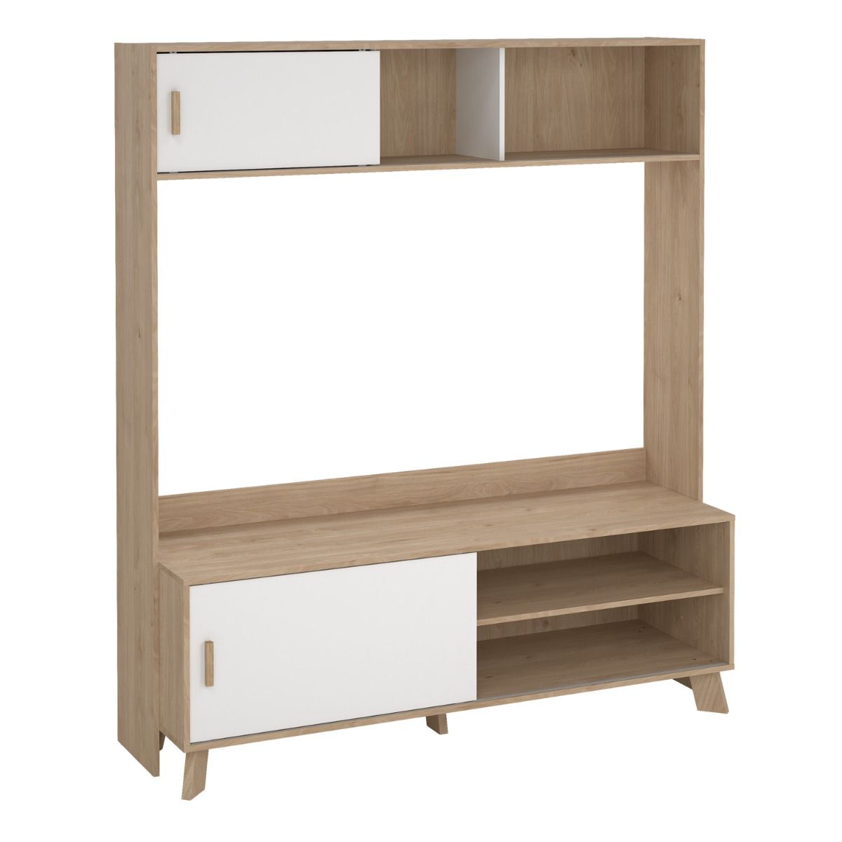 Ikast TV Wall Unit 2 Sliding Doors in Jackson Hickory and White
