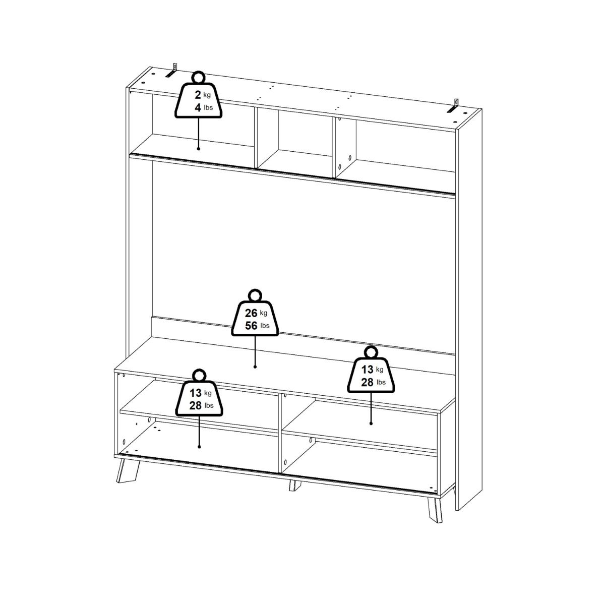 Ikast TV Wall Unit 2 Sliding Doors in Jackson Hickory and White