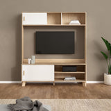 Ikast TV Wall Unit 2 Sliding Doors in Jackson Hickory and White