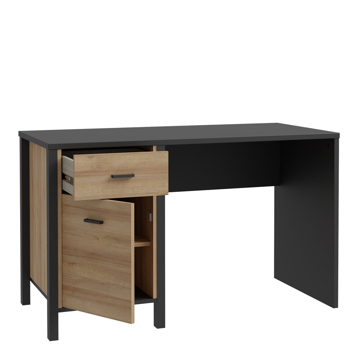 High Rock Desk in Matt Black/Riviera Brown