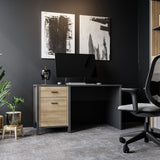 High Rock Desk in Matt Black/Riviera Brown