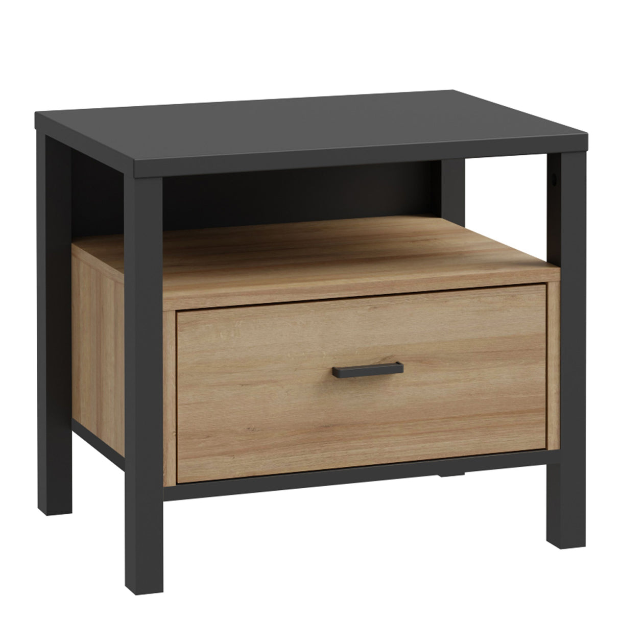 High Rock Bedside in Matt Black/Riviera Brown