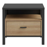 High Rock Bedside in Matt Black/Riviera Brown