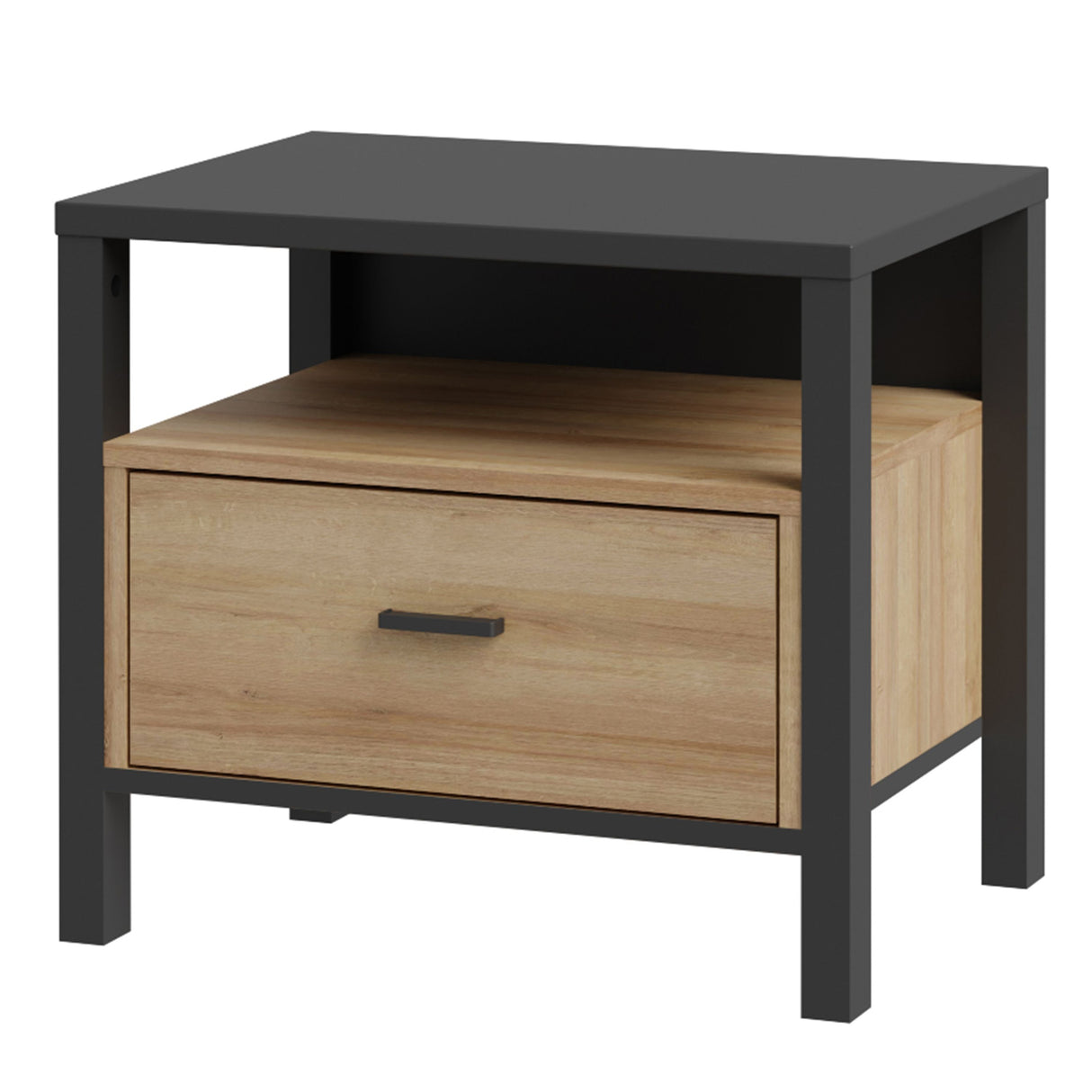 High Rock Bedside in Matt Black/Riviera Brown