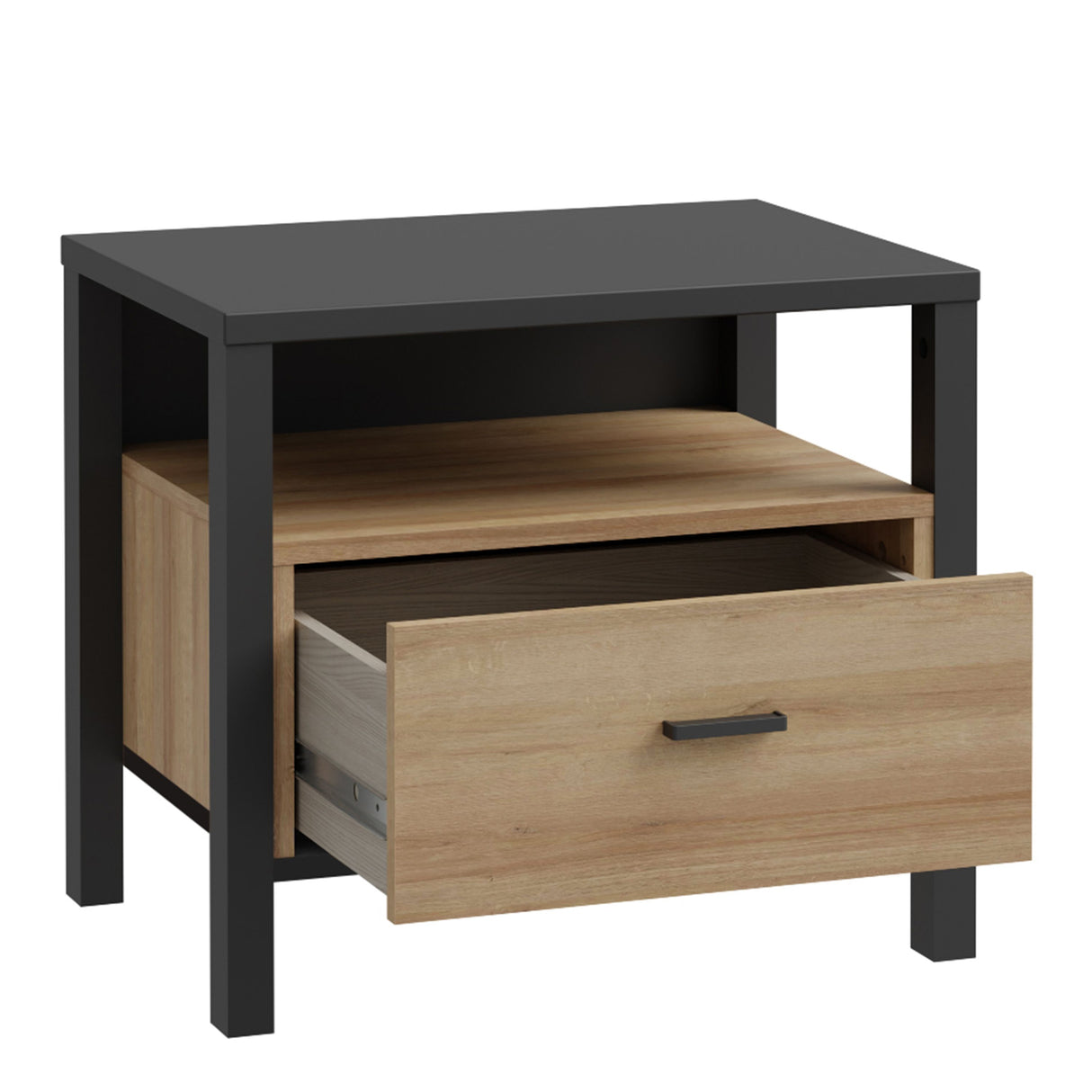 High Rock Bedside in Matt Black/Riviera Brown