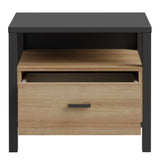 High Rock Bedside in Matt Black/Riviera Brown