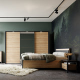 High Rock Bedside in Matt Black/Riviera Brown