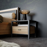 High Rock Bedside in Matt Black/Riviera Brown
