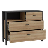 High Rock Chest of 3 Drawers in Matt Black/Riviera Brown