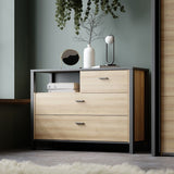 High Rock Chest of 3 Drawers in Matt Black/Riviera Brown