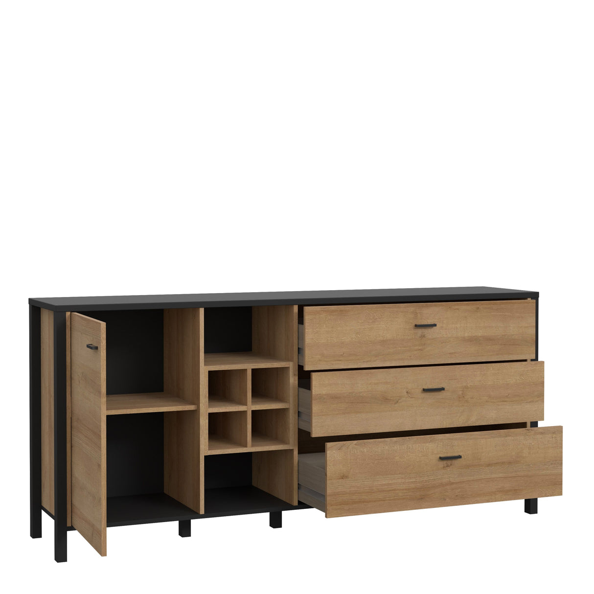 High Rock (Large) Sideboard in Matt Black/Riviera Brown