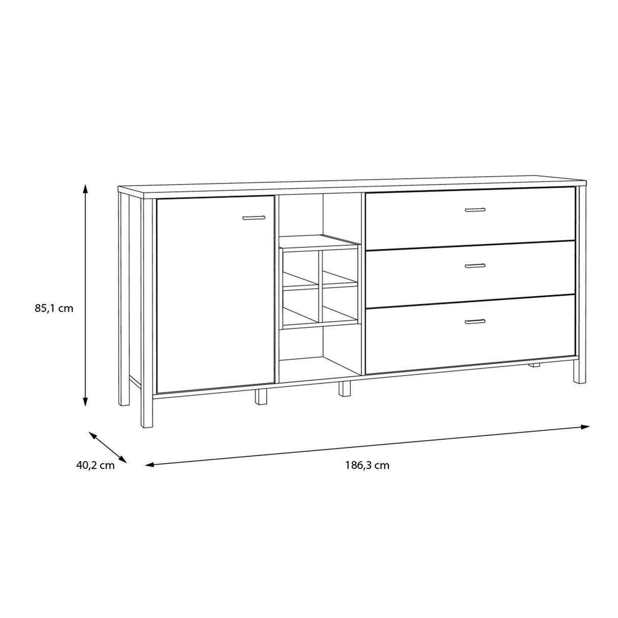 High Rock (Large) Sideboard in Matt Black/Riviera Brown