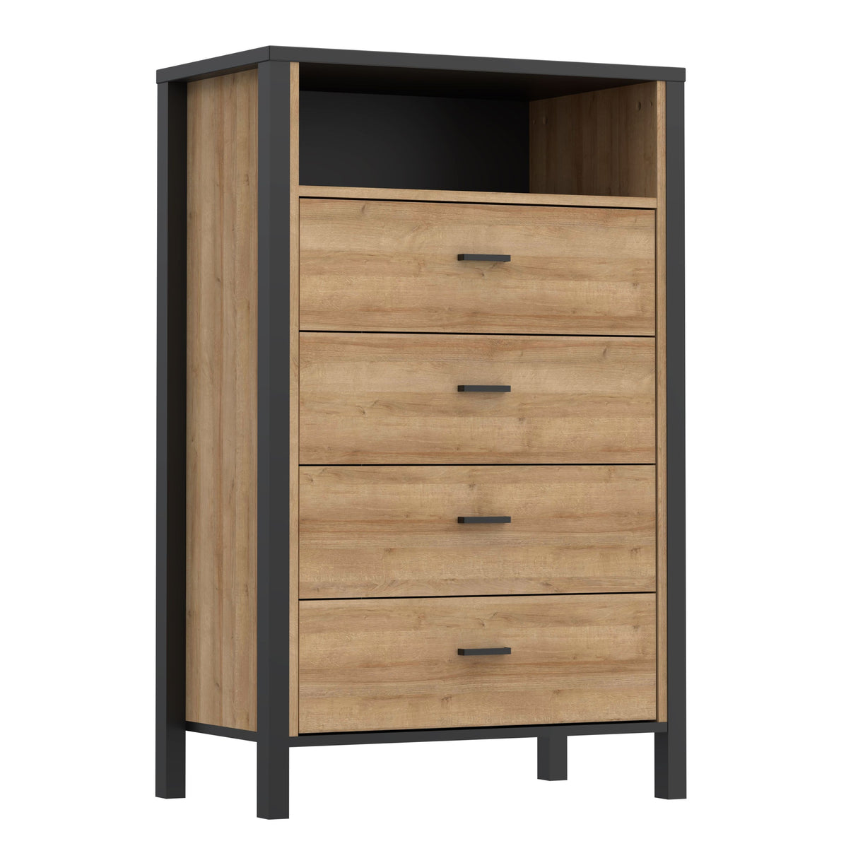 High Rock Chest of 4 Drawers in Matt Black/Riviera Brown