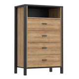 High Rock Chest of 4 Drawers in Matt Black/Riviera Brown