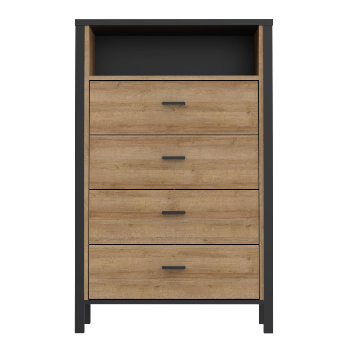 High Rock Chest of 4 Drawers in Matt Black/Riviera Brown