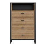 High Rock Chest of 4 Drawers in Matt Black/Riviera Brown
