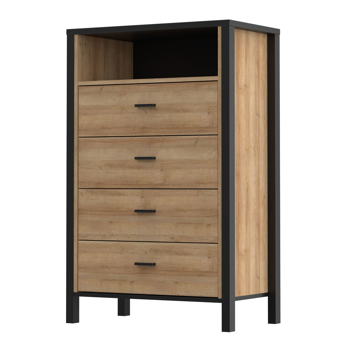 High Rock Chest of 4 Drawers in Matt Black/Riviera Brown