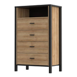 High Rock Chest of 4 Drawers in Matt Black/Riviera Brown