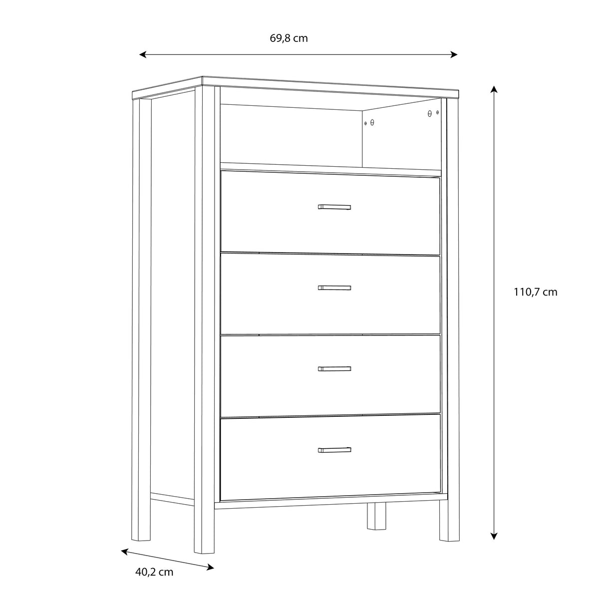 High Rock Chest of 4 Drawers in Matt Black/Riviera Brown