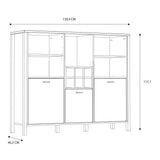 High Rock Wide Shelf Unit in Matt Black/Riviera Brown With 3 Drawers